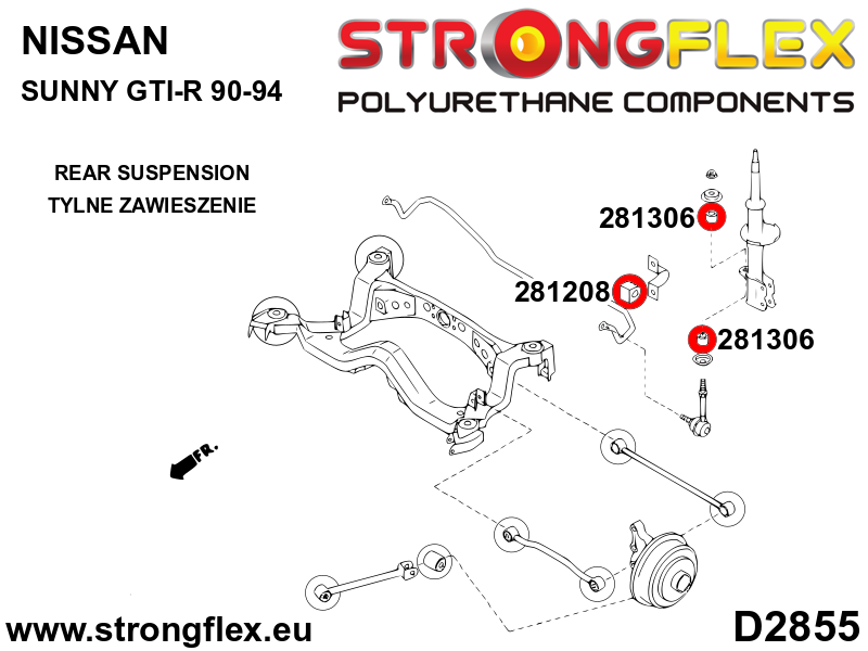281306A Anti roll bar link bush SPORT Sport (Yellow) Nissan 100NX (90-96) B13
