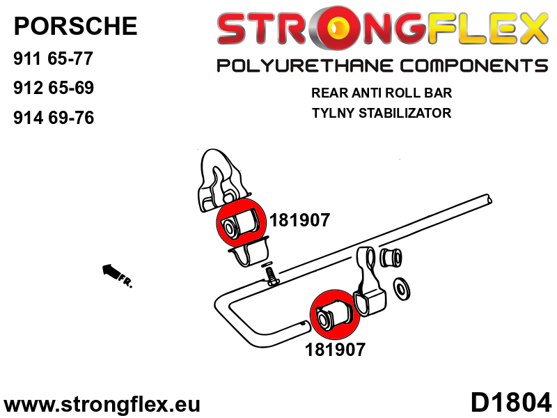 181907B Rear anti roll bar bush Standard (Red) Porsche 911 911 (74-89)