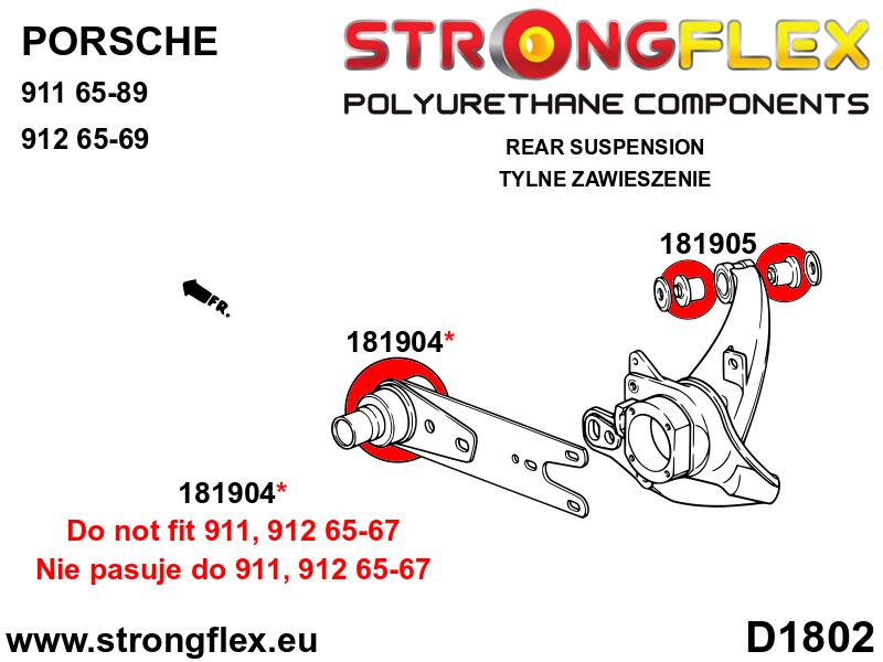 181905A Rear arm - inner bush SPORT Sport (Yellow) Porsche 911 911 (74-89)
