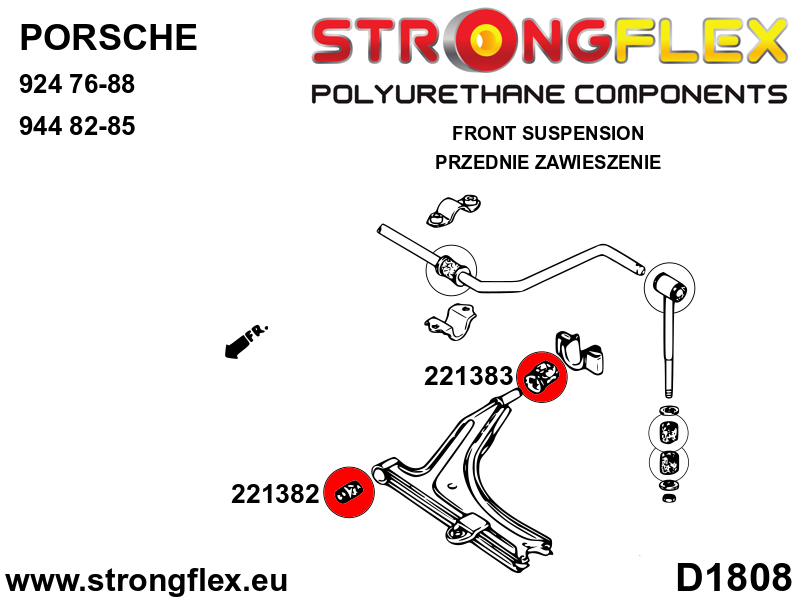 221382B Front wishbone front bush Standard (Red) Volkswagen Golf I (74-93) 17