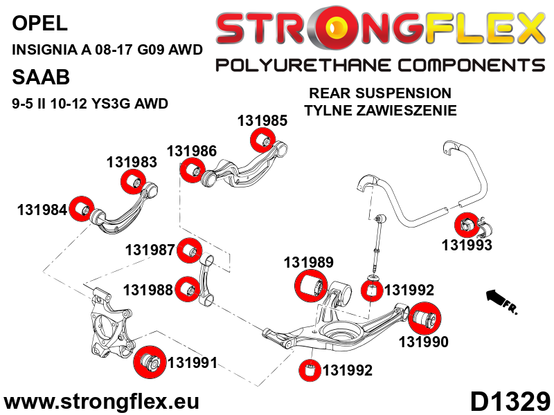 131991A Rear knuckle bushing SPORT Sport (Yellow) Opel / Vauxhall Insignia A (08-17) G09