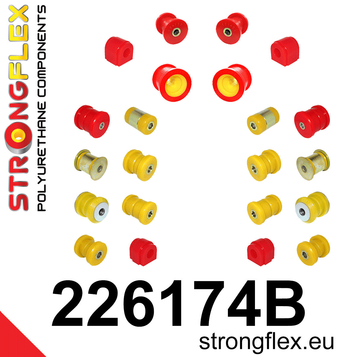 226174B Front and rear suspension bush kit Standard (Red) Audi A3 / S3 / RS3 II (03-13) 8P