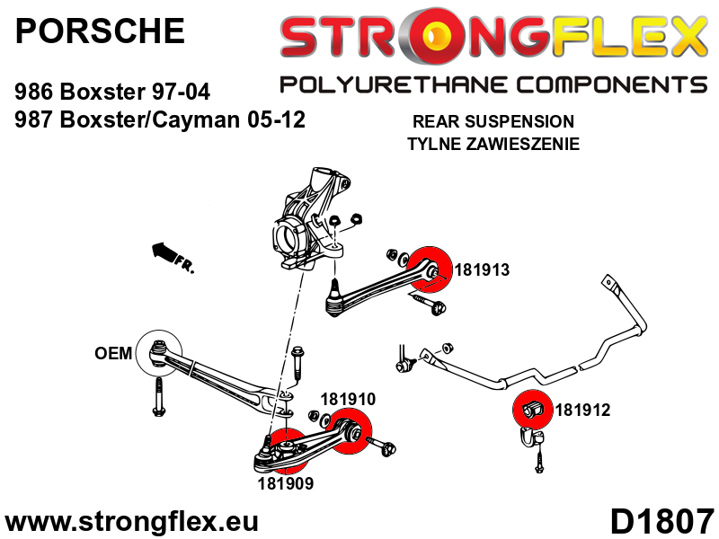 181909B Wishbone bush – outer Standard (Red) Porsche 911 911 996 (97-04)