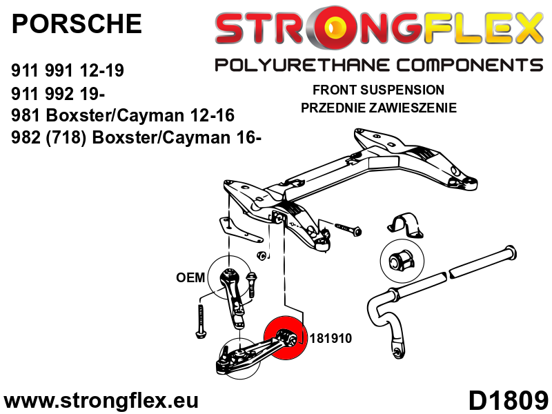 181910A Wishbone bush – inner SPORT Sport (Yellow) Porsche 911 911 996 (97-04)