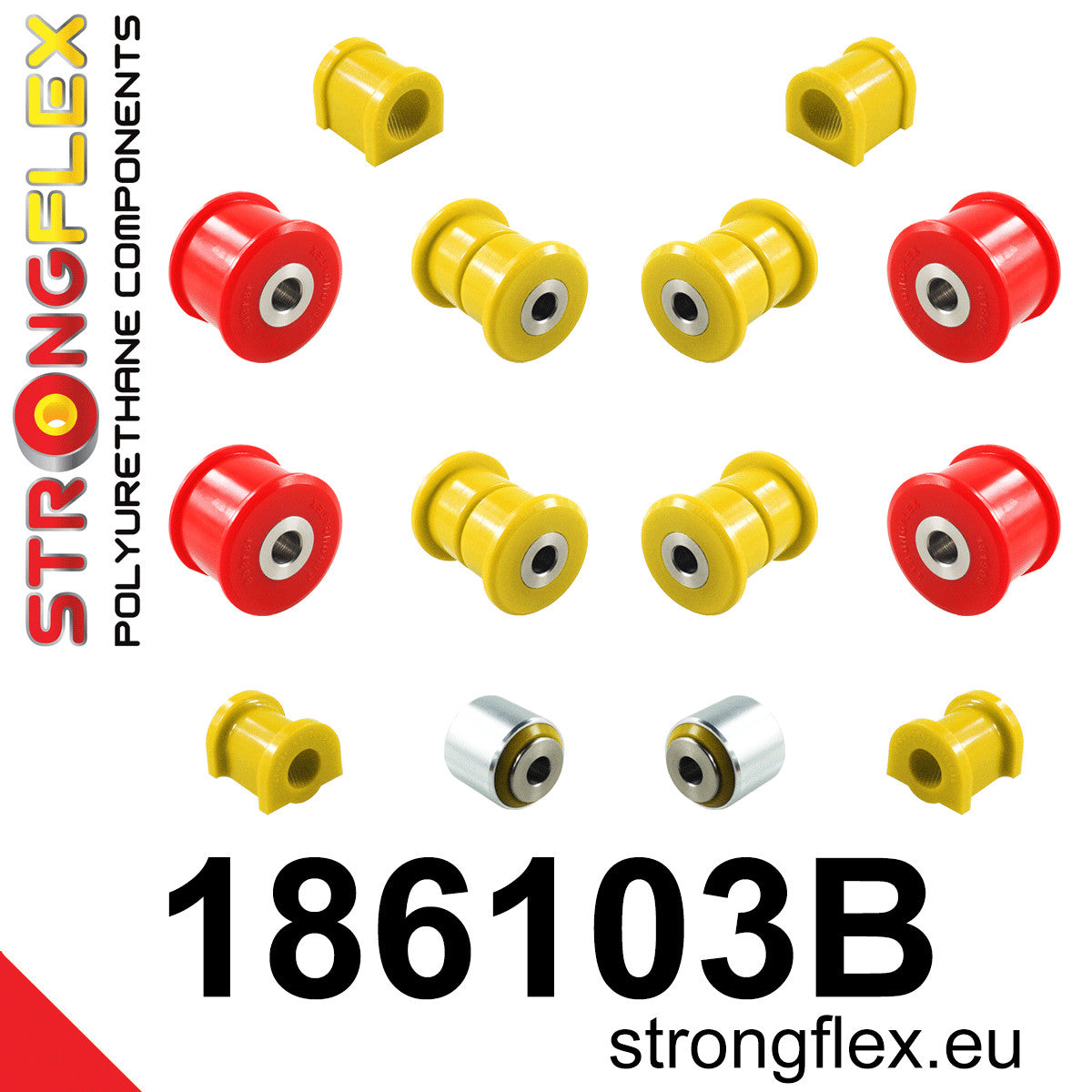 186103B Full suspension polyurethane bush kit Standard (Red) Porsche Boxster / Cayman 986 (97-04)