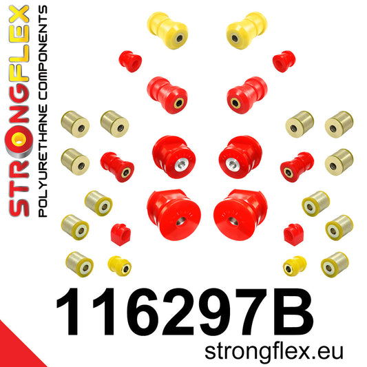 116297B Full suspension polyurethane bush kit Standard (Red) Mercedes Klasa E W124 (84-97)