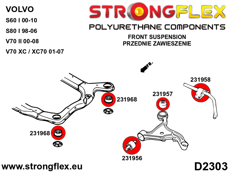 236215A Full suspension bush kit SPORT Sport (Yellow) Volvo S80 S80 I (98-06)