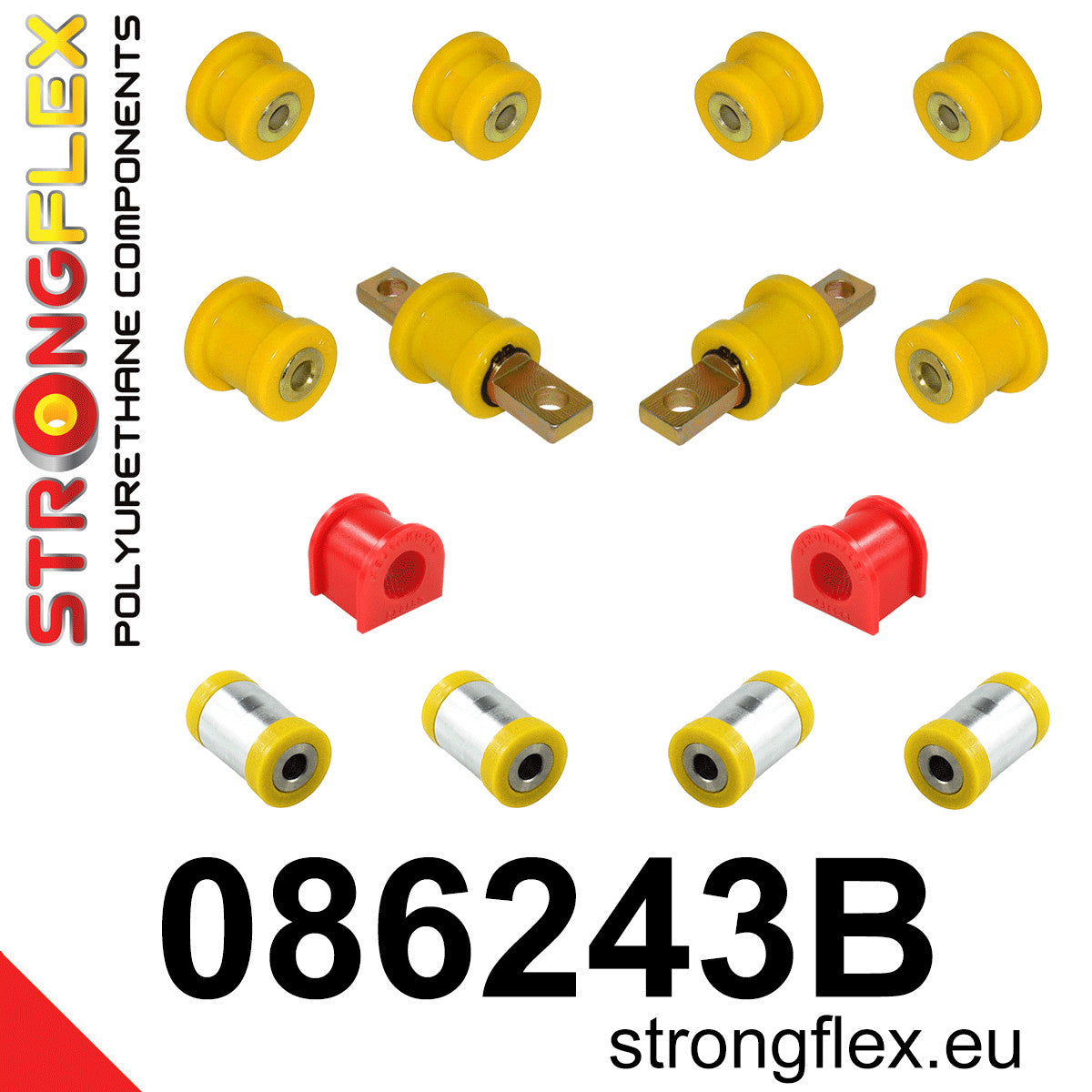 086243B Rear suspension bush kit (no bushes 081105B) Standard (Red) Honda CR-V I (95-02) RD1 / RD2 / RD3