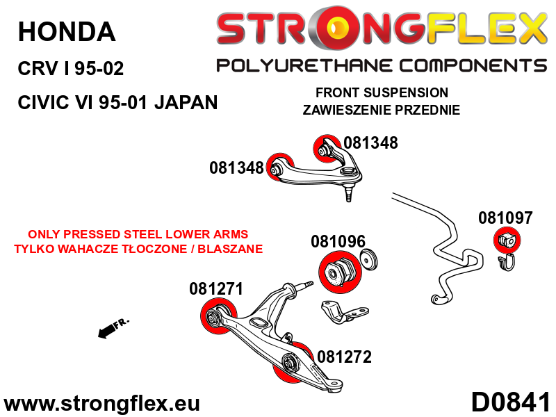 086244A Full suspension bush kit SPORT Sport (Yellow) Honda CR-V I (95-02) RD1 / RD2 / RD3