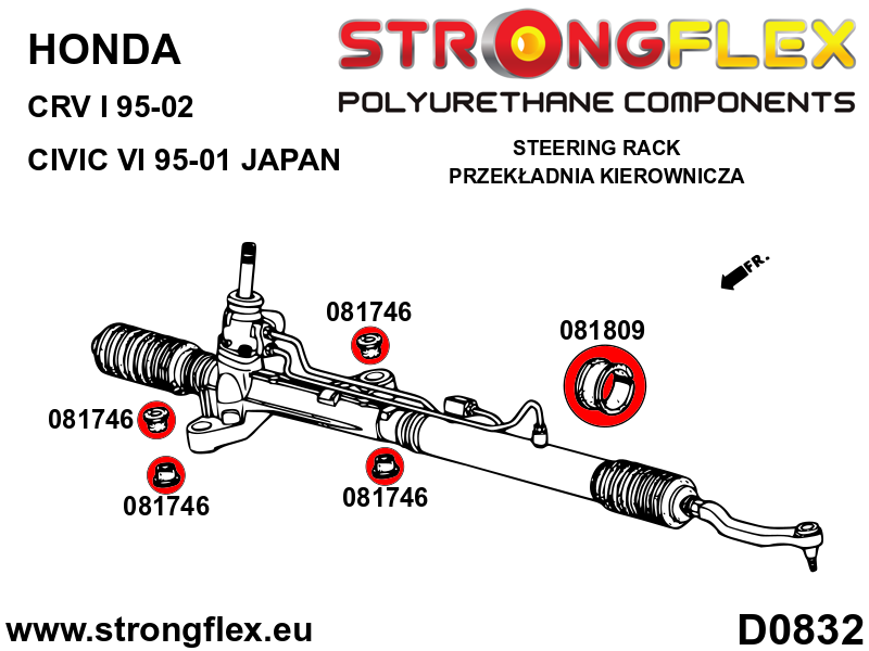 086244A Full suspension bush kit SPORT Sport (Yellow) Honda CR-V I (95-02) RD1 / RD2 / RD3