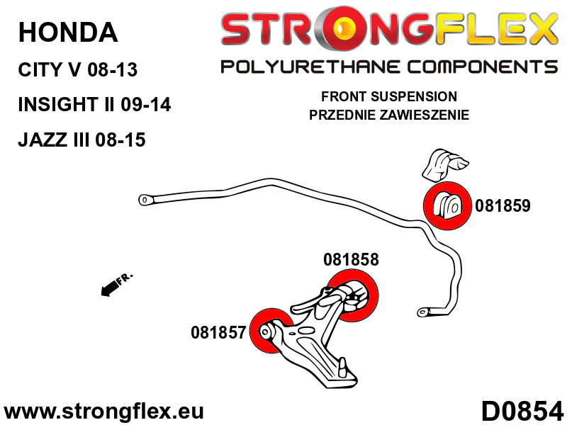 086246A Front suspension and ream beam bush kit SPORT Sport (Yellow) Honda Jazz III (08-15)
