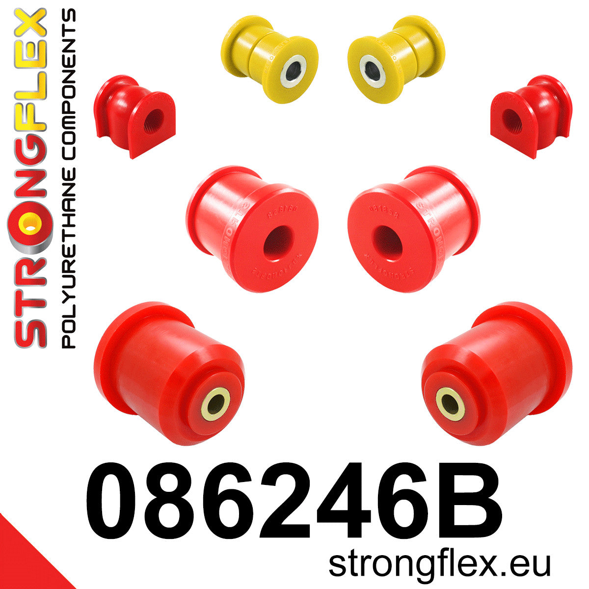 086246B Front suspension and ream beam bush kit Standard (Red) Honda Jazz III (08-15)