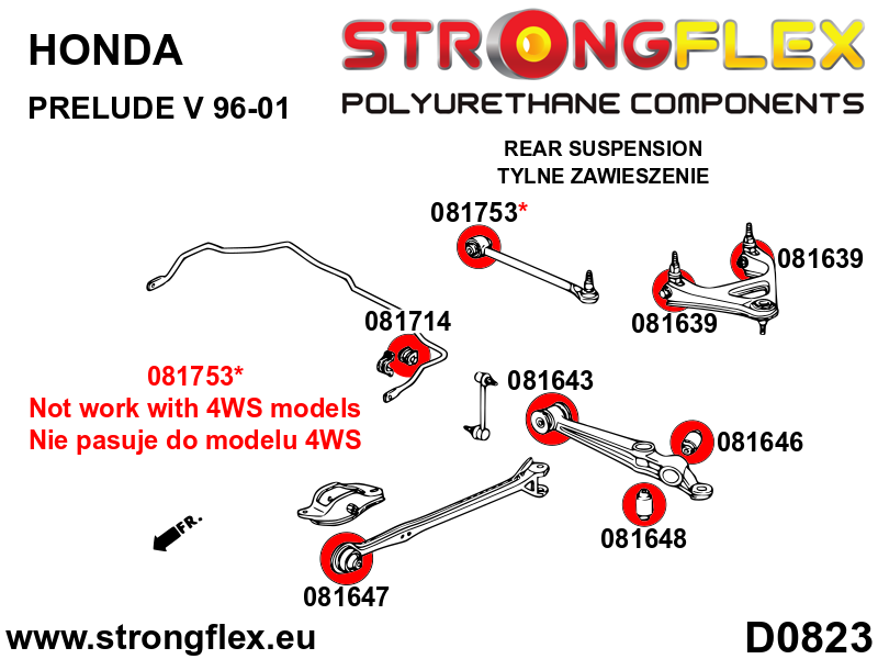 081639A Upper arm bush SPORT Sport (Yellow) Honda Accord IV (90-93)