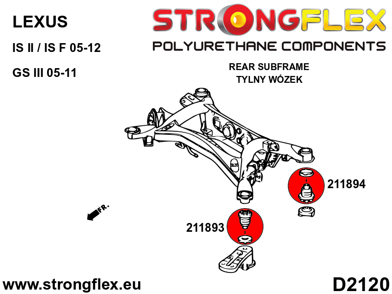 216249A Rear beam bush kit SPORT Sport (Yellow) Lexus GS / GS F III (05-11) S190