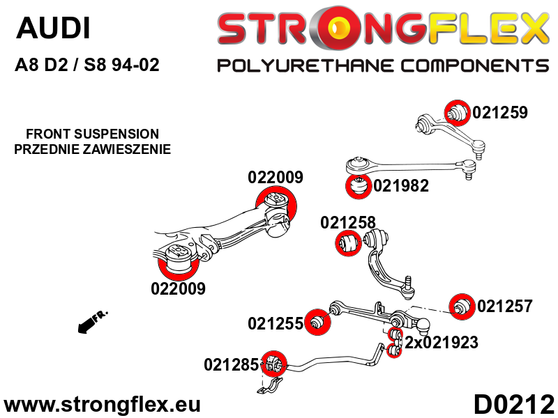 021255A Front lower wishbone inner bush SPORT Sport (Yellow) Audi A6 / S6 / RS6 C5 (97-04)