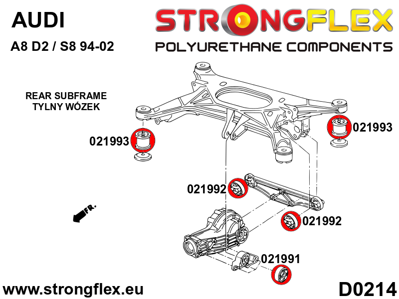 021991B Rear differential - front bush Standard (Red) Audi A8 / S8 D2 (94-02)