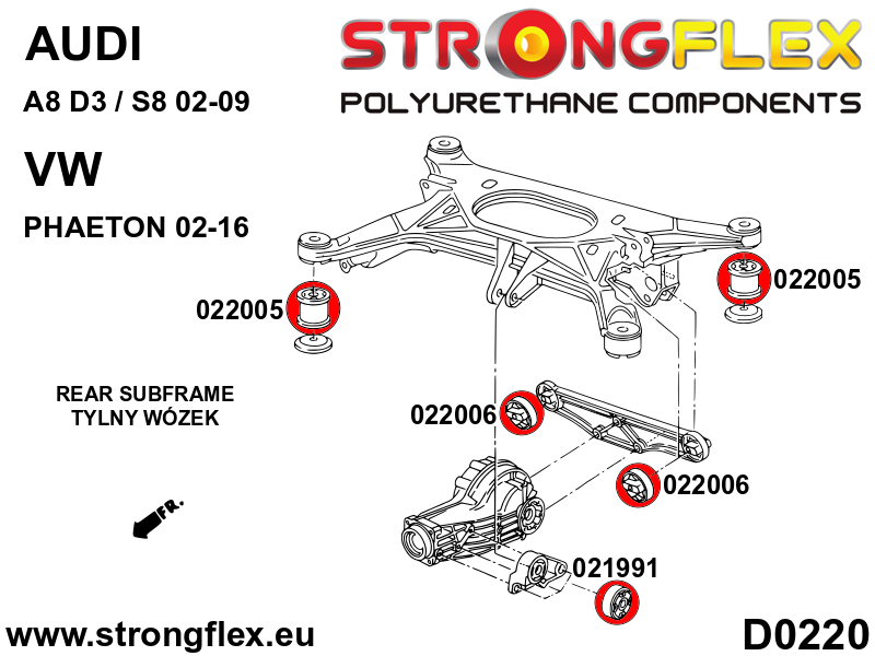 021991B Rear differential - front bush Standard (Red) Audi A8 / S8 D2 (94-02)