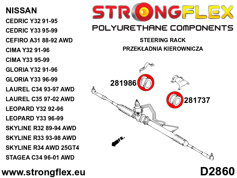 281737B Steering rack bush Standard (Red) Nissan Skyline VIII (89-94) R32