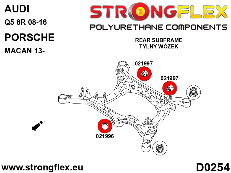 021996B Rear differential - front bush Standard (Red) Porsche Macan (13-)
