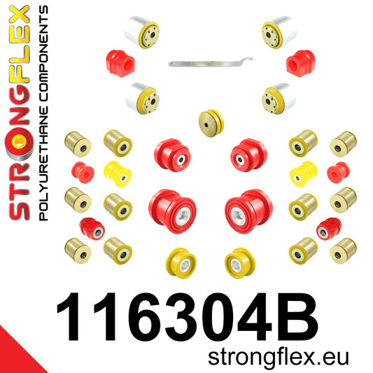 116304B Full suspension polyurethane bush kit Standard (Red) Mercedes CLK W209 (02-10)