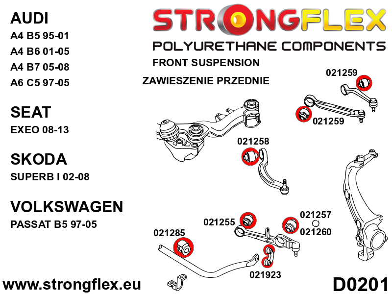 026218A Front and rear suspension kit SPORT Sport (Yellow) Audi A4 / S4 / RS4 I (95-01) B5