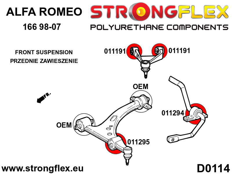 011295A Front shock absorber bush SPORT Sport (Yellow) Alfa Romeo 166 (99-07) type 936