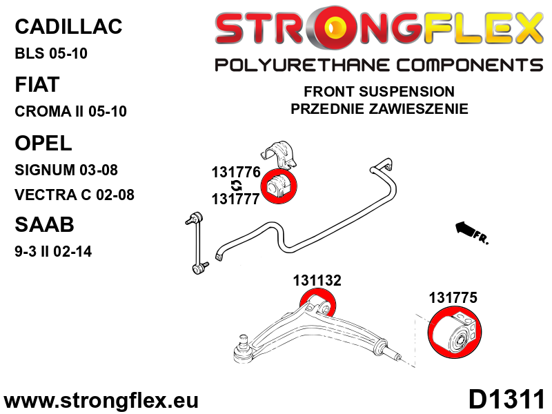 131777A Front anti roll bar bush SPORT Sport (Yellow) Fiat Croma II (05-10)