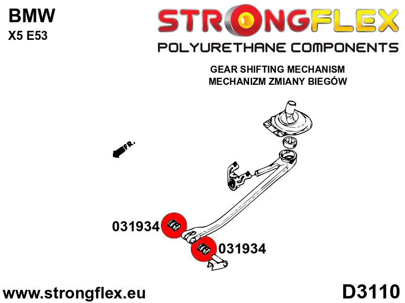 031934A Shift arm - front bush (oval) 14mm SPORT Sport (Yellow) BMW Seria 1 I (04-13) E81 / E82 / E87 / E88