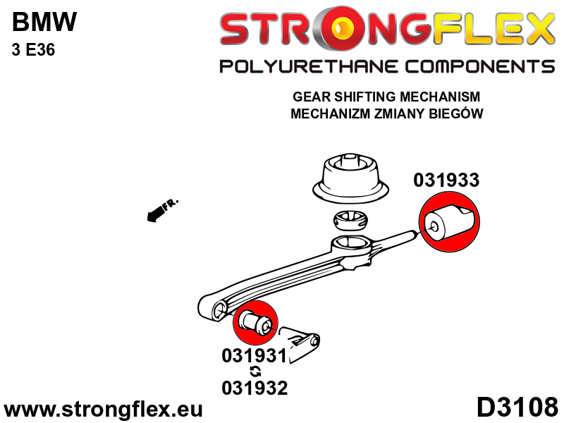 031931A Shift arm - front bush (round) SPORT Sport (Yellow) BMW Seria 1 I (04-13) E81 / E82 / E87 / E88