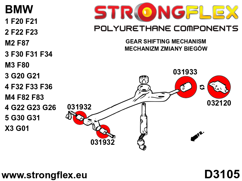 031933A Shift arm - rear bush SPORT Sport (Yellow) BMW Seria 1 I (04-13) E81 / E82 / E87 / E88