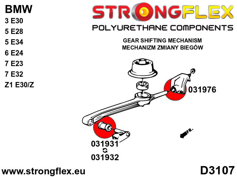 031931A Shift arm - front bush (round) SPORT Sport (Yellow) BMW Seria 1 I (04-13) E81 / E82 / E87 / E88