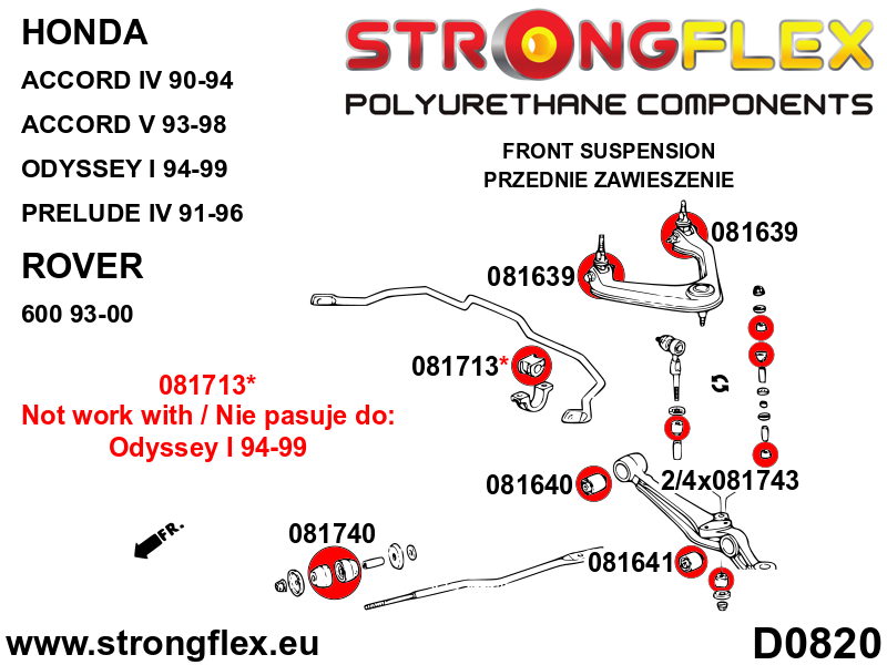 081639A Upper arm bush SPORT Sport (Yellow) Honda Accord IV (90-93)
