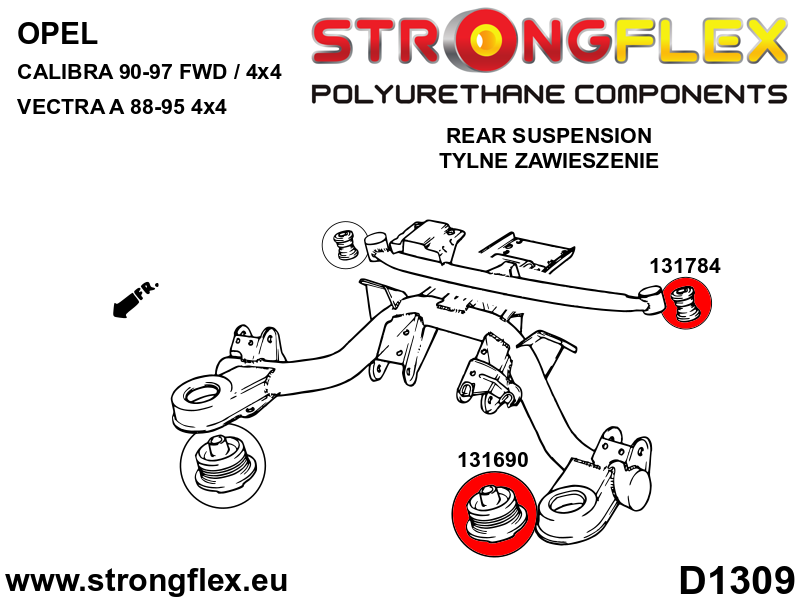 131784B Rear carrier diff mount bush Standard (Red) Opel / Vauxhall Calibra (89-97) FWD / 4x4