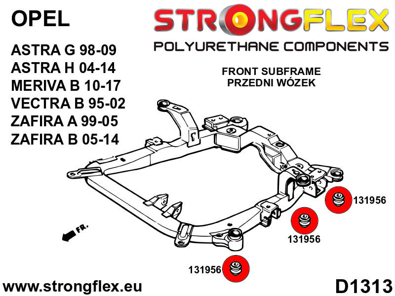 136239B Full suspension polyurethane bush kit Standard (Red) Opel / Vauxhall Astra H (04-10)