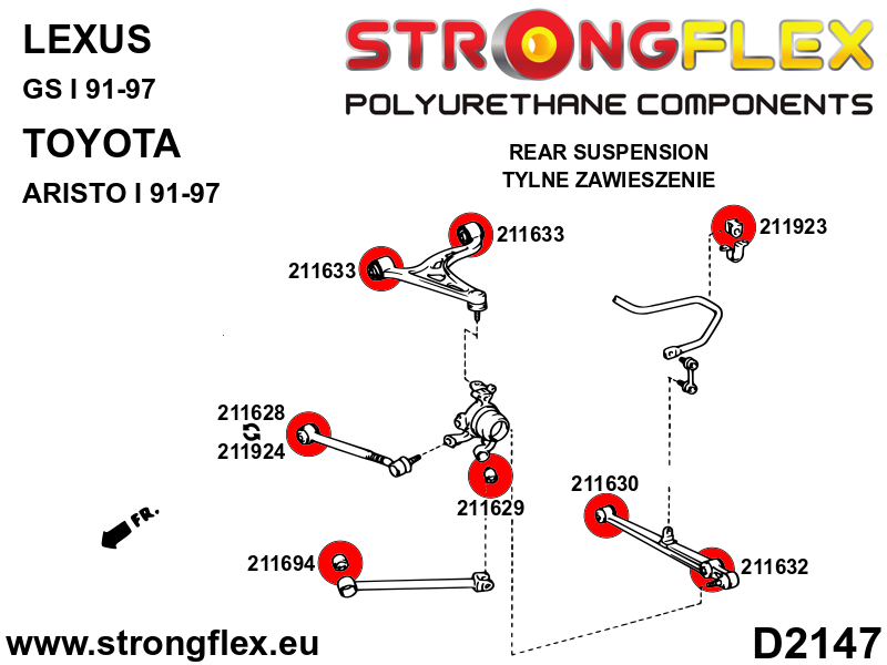 216266A Full suspension bush kit SPORT Sport (Yellow) Toyota Aristo I (91-97) S140