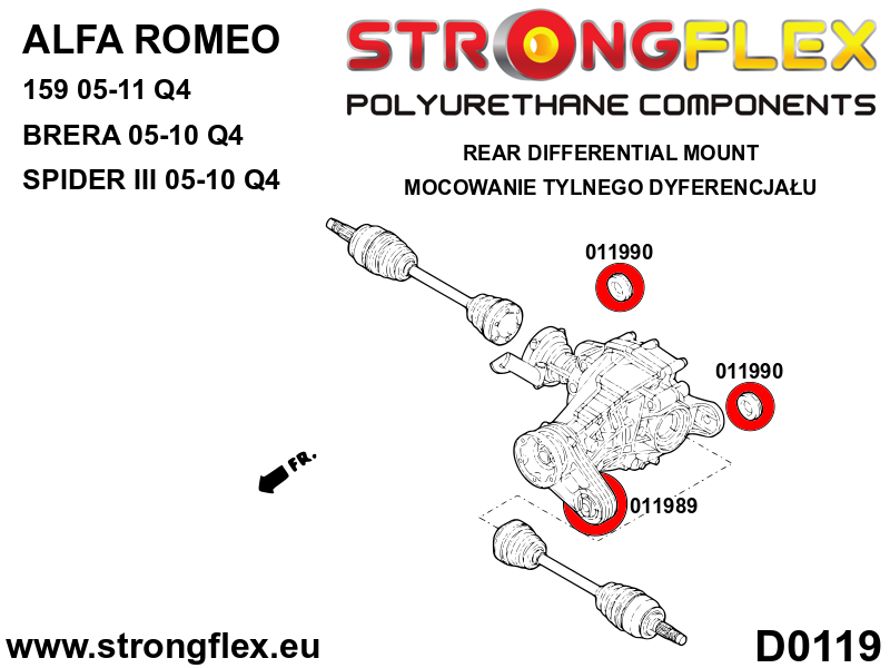 011989B Rear diff mount - front bush Standard (Red) Alfa Romeo 159 (05-11) type 939 Q4
