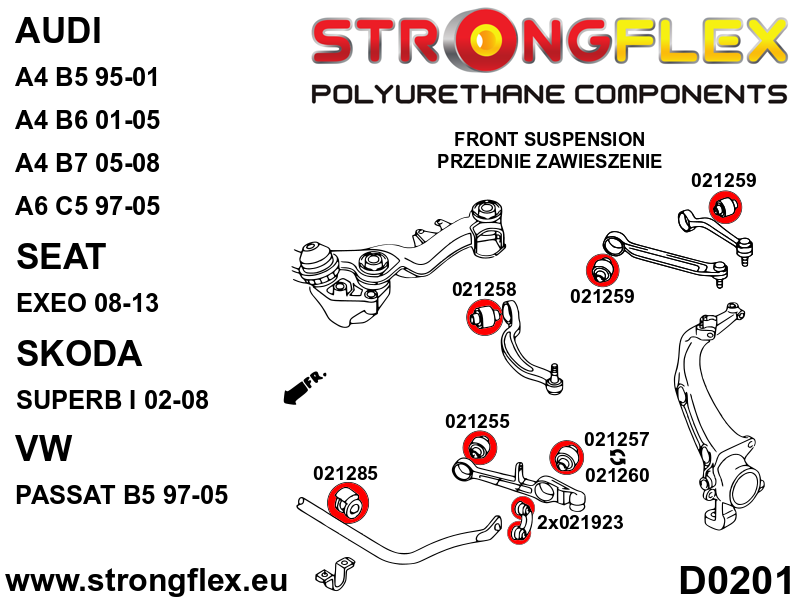 026280A Full suspension bush kit SPORT Sport (Yellow) Audi A6 / S6 / RS6 C5 (97-04)