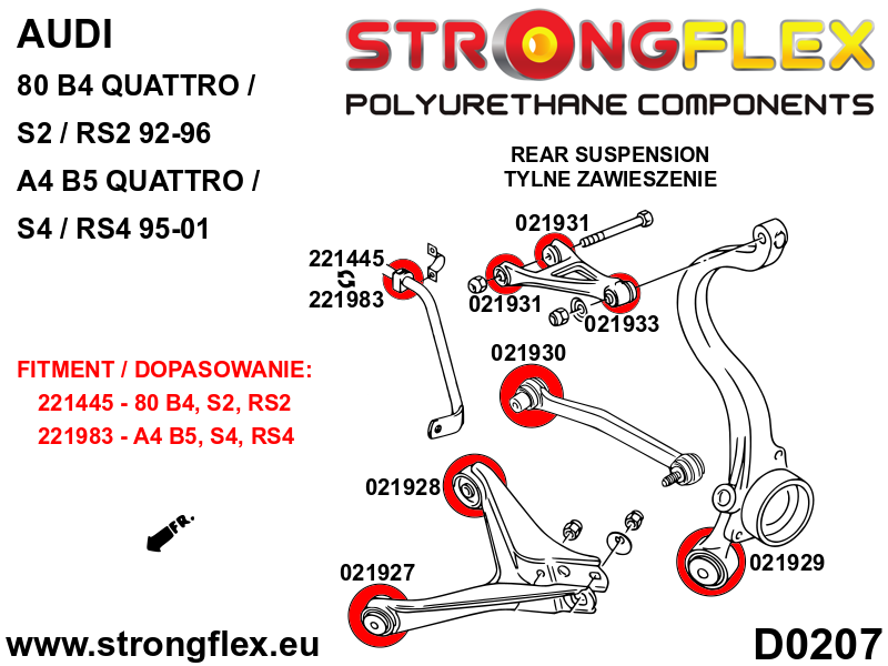 021931A Rear upper arm – inner bush SPORT Sport (Yellow) Audi 80 / 90 / S2 / RS2 80 / 90 / S2 / RS2 B4 (91-96)