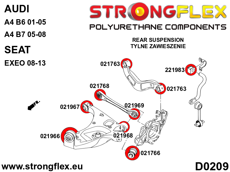 021969A Rear toe adjuster outer bush SPORT Sport (Yellow) Audi A4 / S4 / RS4 II (01-05) B6