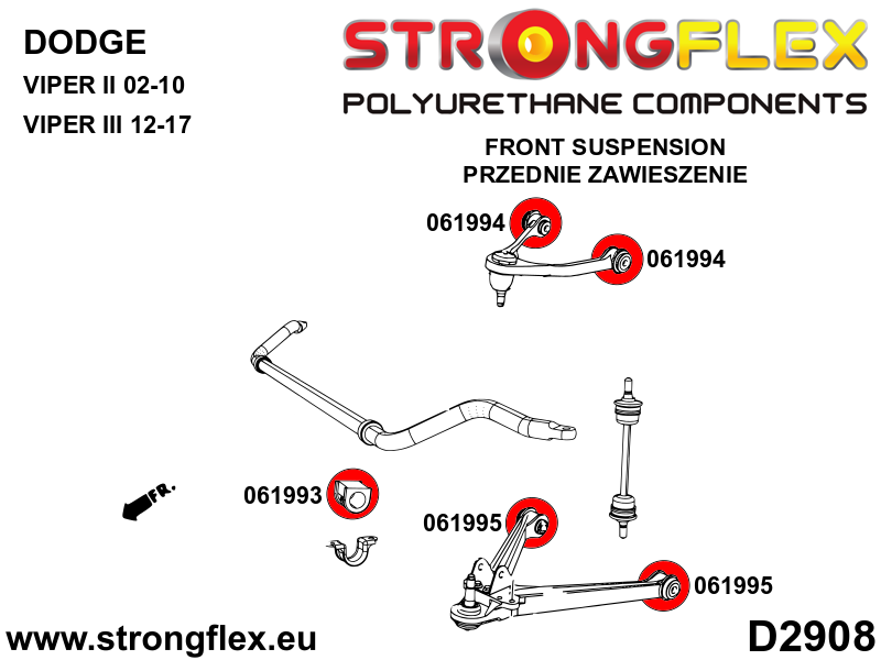 061993A Vordere / hintere stabilisatorbuchse SPORT Sport (Yellow) Dodge Viper I (92-02)