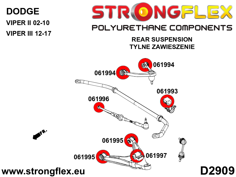 061997A Rear shock absorber bush - lower SPORT Sport (Yellow) Dodge Viper II (02-10)