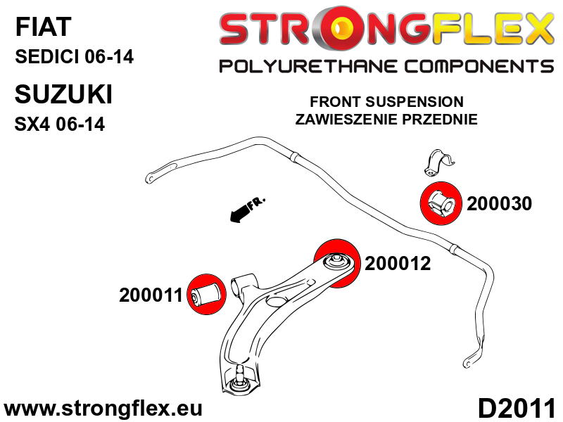 200011A Front control arm – front bush SPORT Sport (Yellow) Suzuki Splash (08-15)