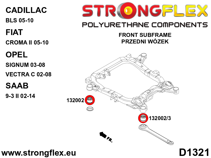 132002A Front subframe – front bush SPORT Sport (Yellow) Fiat Croma II (05-10)