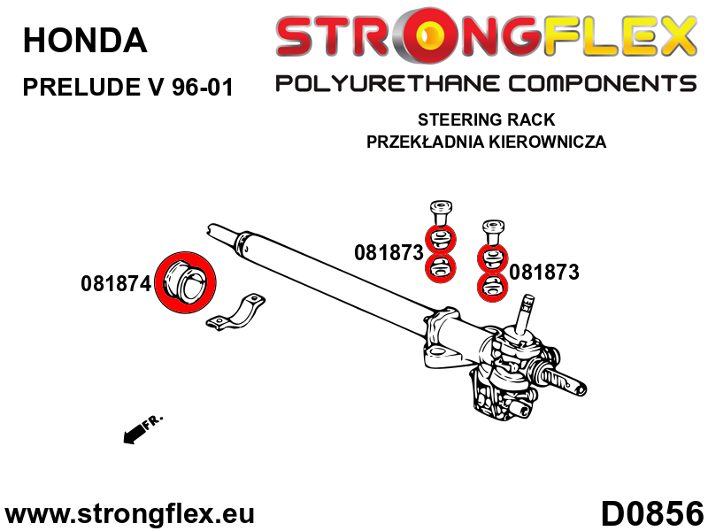 081873B Steering rack bush Standard (Red) Honda Prelude V (96-01) BB
