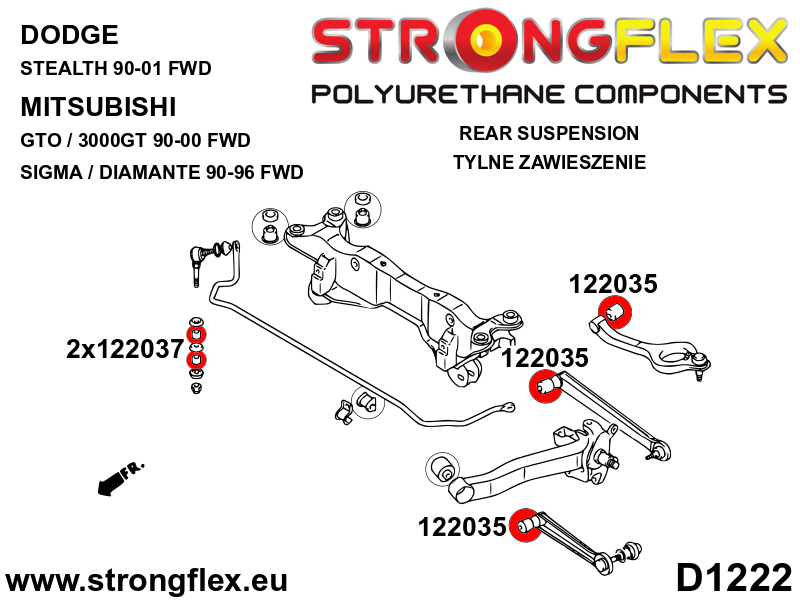 122035A Rear wishbone bushing - inner SPORT Sport (Yellow) Dodge Stealth (90-01) FWD