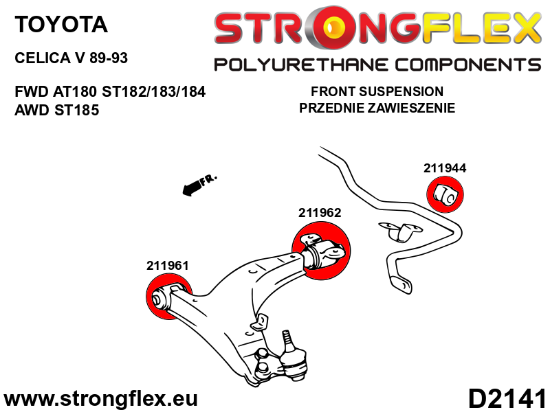 211962A Front wishbone rear bush SPORT Sport (Yellow) Toyota Celica V (89-93) T180