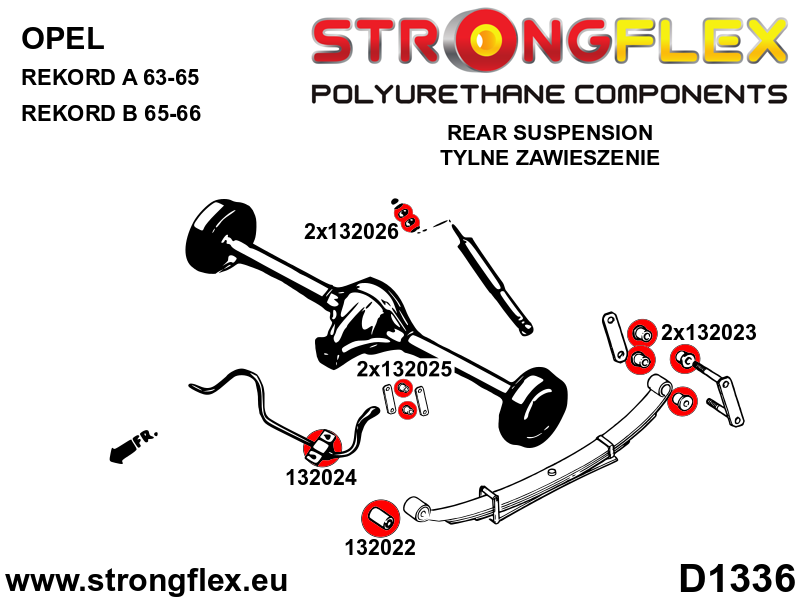 132026A Rear shock absorber mounting bush SPORT Sport (Yellow) Opel / Vauxhall Rekord A (63-65)