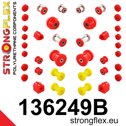 136249B Full suspension polyurethane bush kit Standard (Red) Opel / Vauxhall Rekord A (63-65)