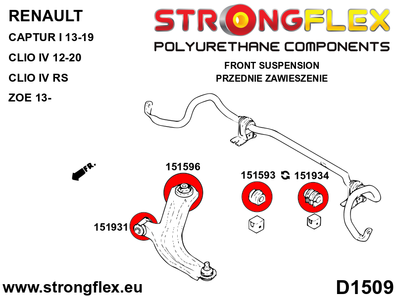 151931A Front lower arm - front bush SPORT Sport (Yellow) Renault Scenic II (03-09)