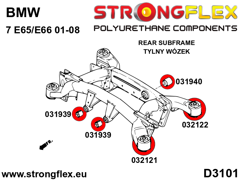 032121B Rear subframe – front bush Standard (Red) BMW Seria 7 IV (01-08) E65 / E66